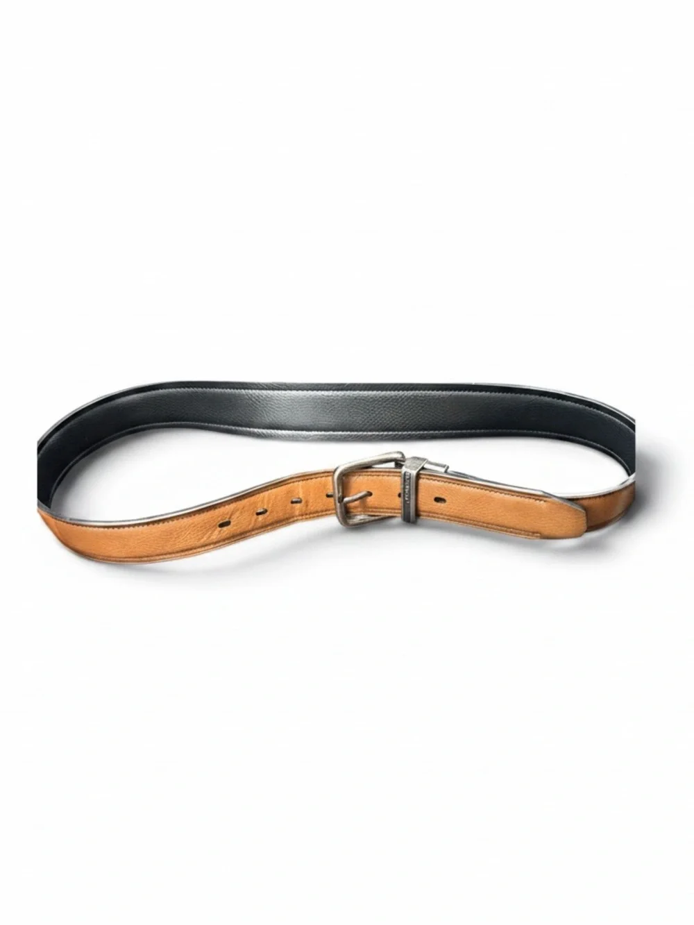 Mens Columbia Tan Leather Belt with Silver Buckle Size Medium 34-39”